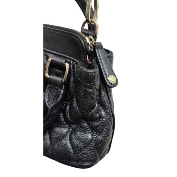 Vera Bradley Black Quilted Leather Mini Bag Crossbody Top Handle Chic Everyday - Picture 4 of 16